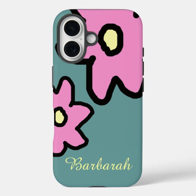 pink flowers with custom name Case-Mate iPhone case (Back)