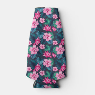 Pink Flowers with Green Leaves Partern-79066 Bottle Cooler