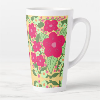 Pink flowers yellow background aluminum water bott latte mug