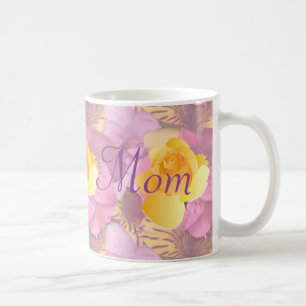 Pink Flowers Yellow Rose Mom Mug
