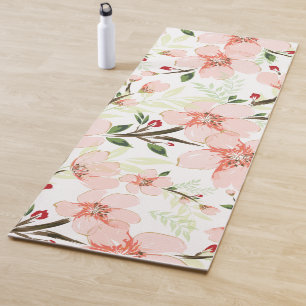 Pink flowers yoga mat