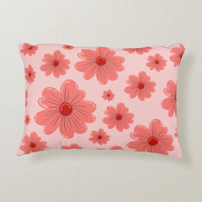 pink flowery  accent pillow (Back)