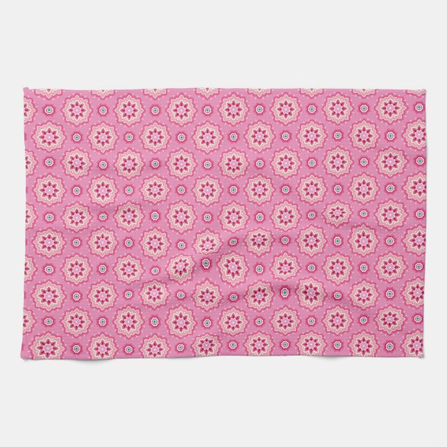 Pink & Flowery Pattern Kitchen Towel (Horizontal)