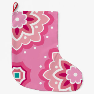 Pink & Flowery Pattern Large Christmas Stocking