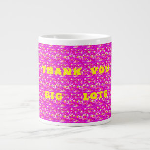 Pink fluffy art thankyou theme big letters large coffee mug