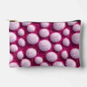 Pink Fluffy Texture On Magenta Sparkle Pattern Accessory Pouch
