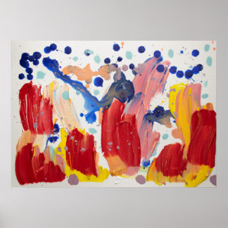 Pink fluffy unicorns dancing on rainbow  poster