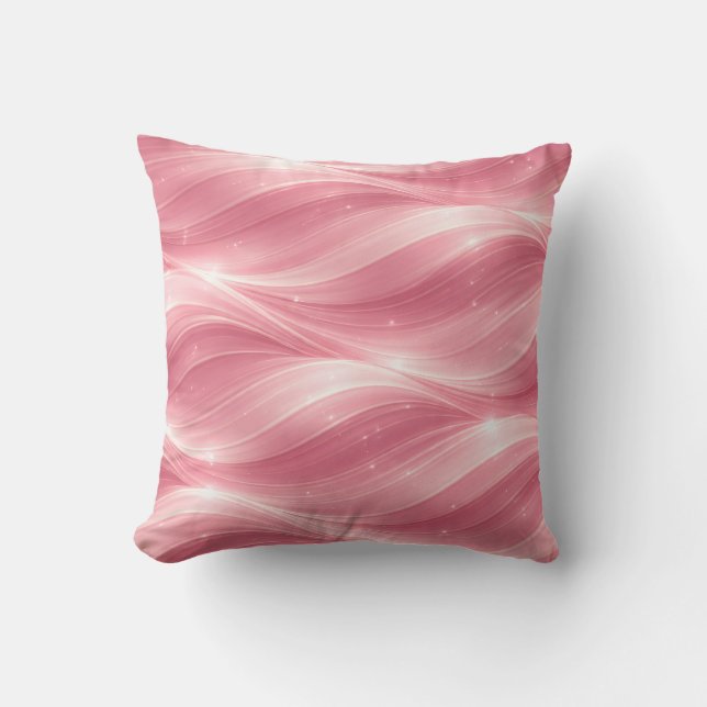 Pink Fluid Wave Pattern Throw Pillow (Front)