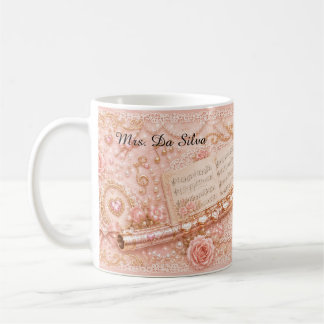 Pink Flute Floral Music Mug
