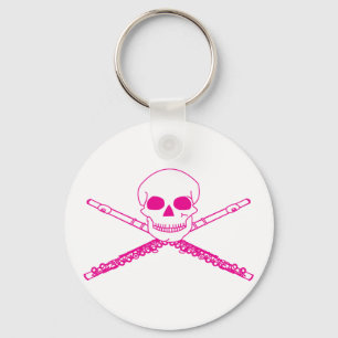 Pink Flute Skull Keychain