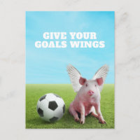 Pink Flying Pig Soccer Funny Inspirational Quote