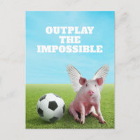 Pink Flying Pig Soccer Funny Inspirational Quote
