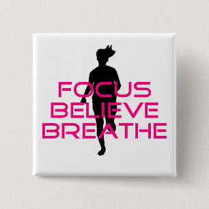 Pink Focus Believe Breathe 2 Inch Square Button