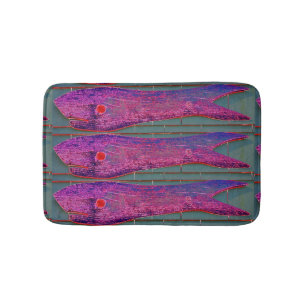 pink folk art fish bath mat