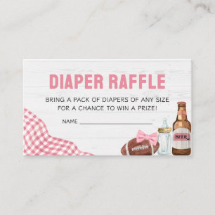 Pink Football Baby Shower Diaper Raffle Enclosure Card