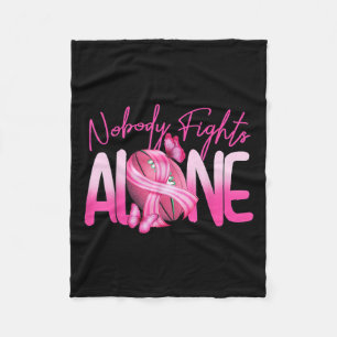 Pink Football Nobody Fights Alone Breast Cancer Cl Fleece Blanket
