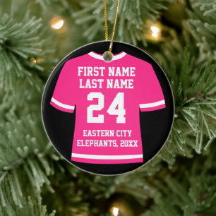 Pink Football Soccer Hockey Sports Jersey Ceramic Ornament