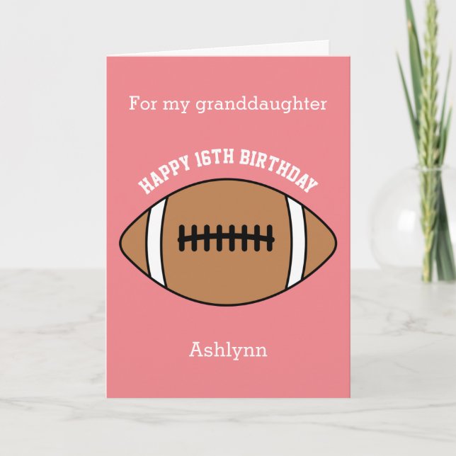 Pink Football Sport 16th Birthday Card (Front)