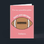 Pink Football Sport 16th Birthday Card<br><div class="desc">A pink personalized football 16th birthday card for granddaughter, niece, sister, etc. You can easily personalize the front of this sports birthday card with her age and name. The inside card message and back of the card can also be personalized for the birthday recipient. This pink 16th football birthday card...</div>