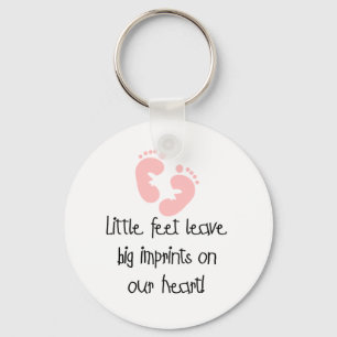 Pink Footprints Little Feet Big Imprints Keychain