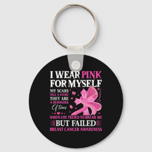 Pink For Myself Scars Strength Breast Cancer Tee  Keychain