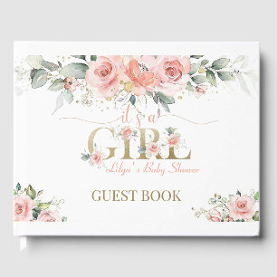 Pink Foral c'est une fille Baby shower livre d'inv