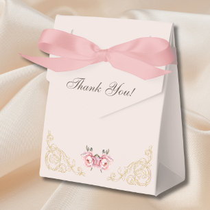 Pink Foral Rococo Vintage Peony Baby Shower Favor Box