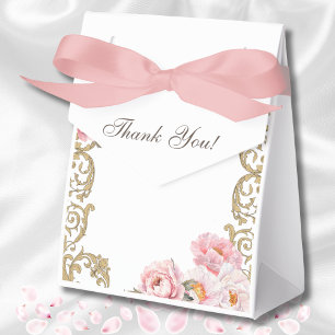 Pink Foral Rococo Vintage Peony Bridal Shower Favor Box