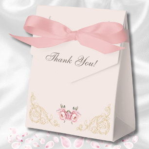 Pink Foral Rococo Vintage Peony Bridal Shower Favor Box