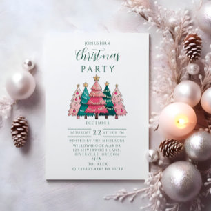 Pink Forest Christmas Invitation