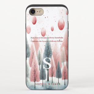 Pink Forest Dreams in Every Snowflake Monogram  iPhone 8/7 Slider Case