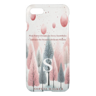 Pink Forest Dreams in Every Snowflake Monogram  iPhone SE/8/7 Case