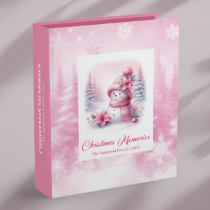 Pink Forest Snowman Kids Holiday Album Gift Keepsa Binder