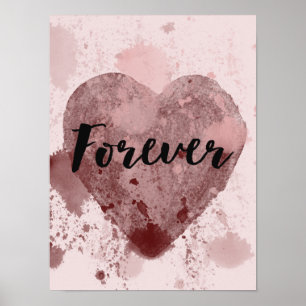 Pink Forever Watercolor Heart Poster