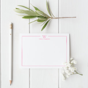 Pink Formal Classic Family Monogram Minimalist  Card