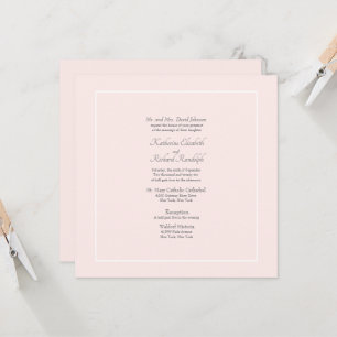 Pink Formal Wedding Parents Square Invitation