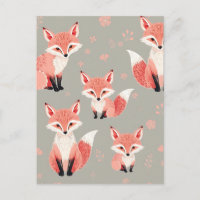 Pink Fox Baby Nursery Cute Woodland Animal Pattern