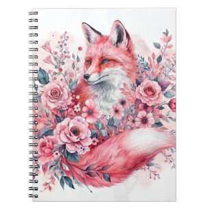 Pink Fox Floral Watercolor Art Notebook