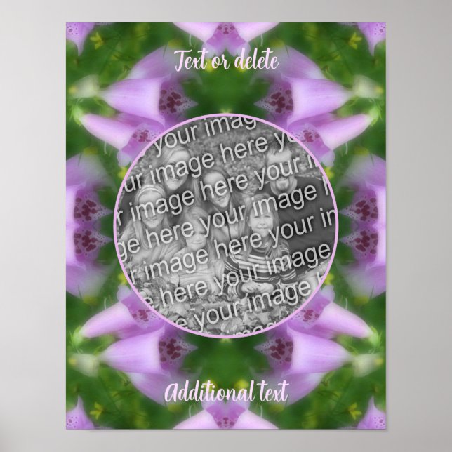 Pink Foxglove Flowers Frame Create Your Own Photo  Poster (Front)
