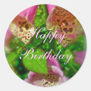 Pink Foxgloves Happy Anniversaire Sticker