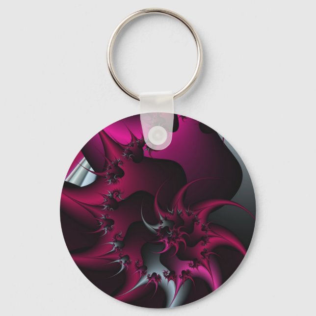 pink fractal art keychain (Front)