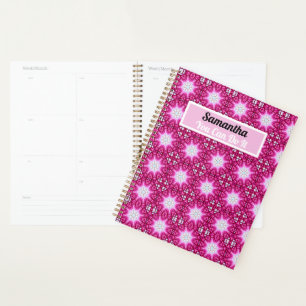 Pink Fractal mandala - floral personalized Planner