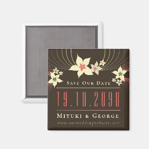 Pink Frangipani Beach Wedding Save The Date Magnet