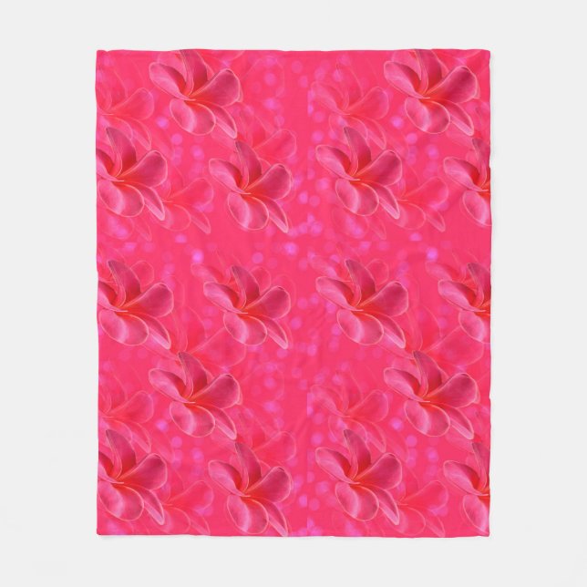 Pink Frangipani Blush Pattern, Fleece Blanket (Front)