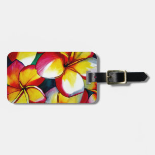 Pink Frangipani flower luggage tags