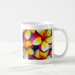 Pink Frangipani flower mug by Sacha Grossel Art