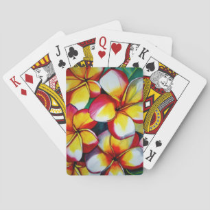 Pink Frangipani flower playing cards