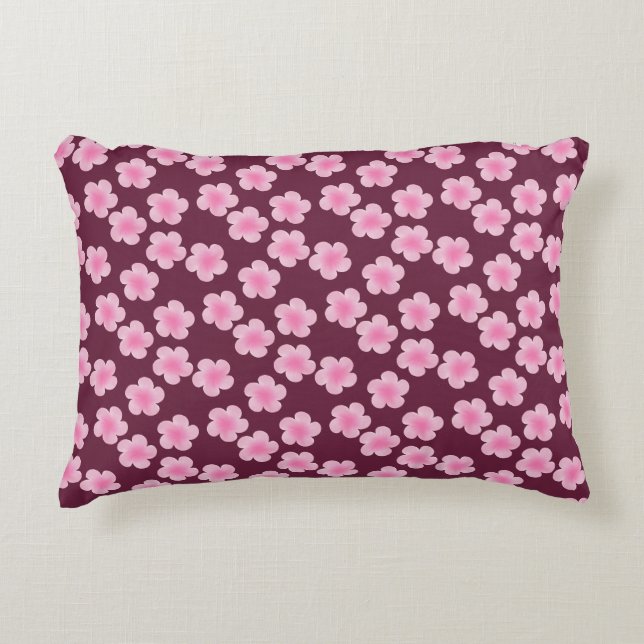 Pink Frangipani Flower Seamless Pattern Accent Pillow (Front)