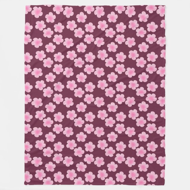 Pink Frangipani Flower Seamless Pattern Fleece Blanket (Front)