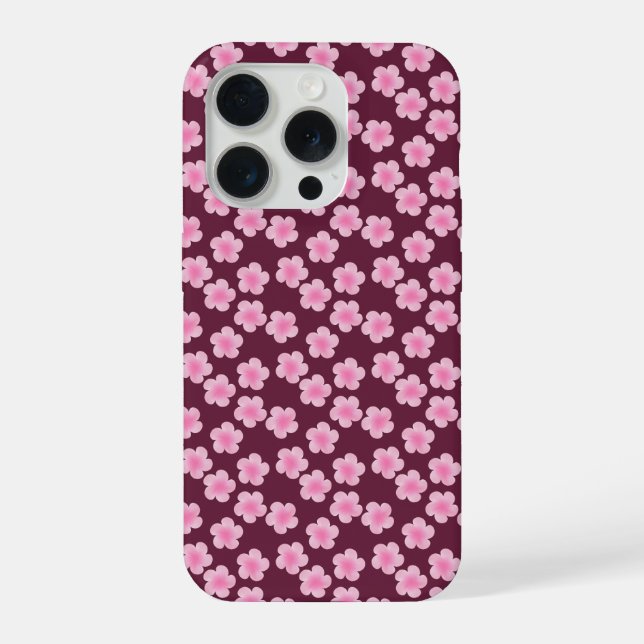 Pink Frangipani Flower Seamless Pattern iPhone Case (Back)